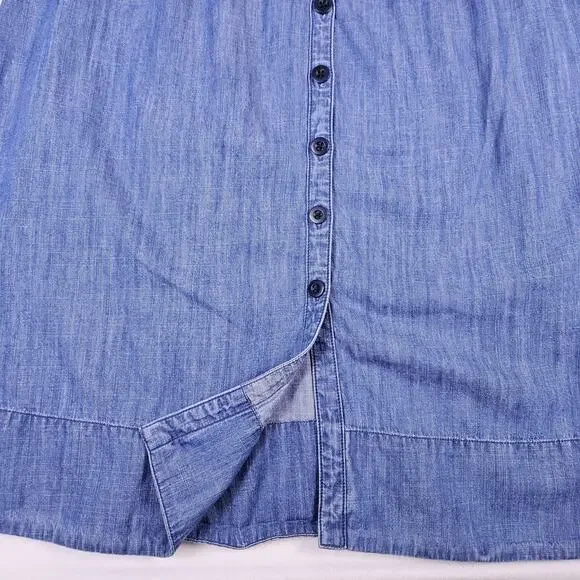Madewell Midi Shirt Dress 6 Chambray Denim Pleated Cottage Blue Button Western - Picture 11 of 16